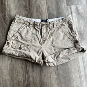 Y2K Polo Jean Company Ralph Lauren Beige Cargo Shorts Womens 8 Roll‎ Up Hiking